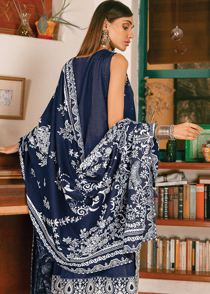 Raaya by Rang Rasiya Embroidered Lawn Suits Unstitched 3 Piece RRR22E D-5 Navy Delight - Eid Collection