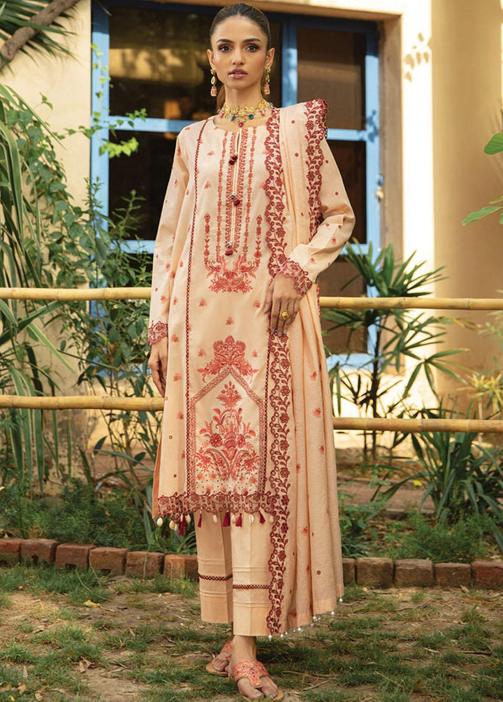 Raaya by Rang Rasiya Embroidered Lawn Suits Unstitched 3 Piece RRR22E D-7 Creme Bouquet - Eid Collection