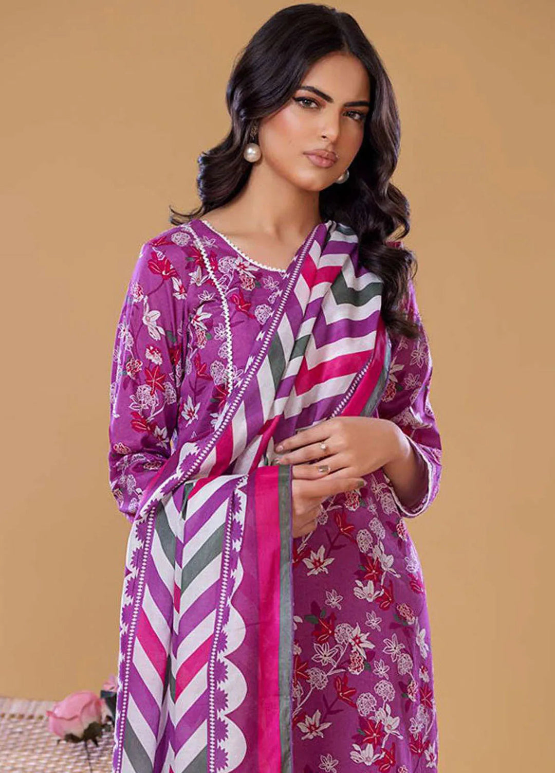Rabea By Shariq Textile Printed Lawn Suit Unstitched 3 Piece SQT24R ST 1 - Summer Collection