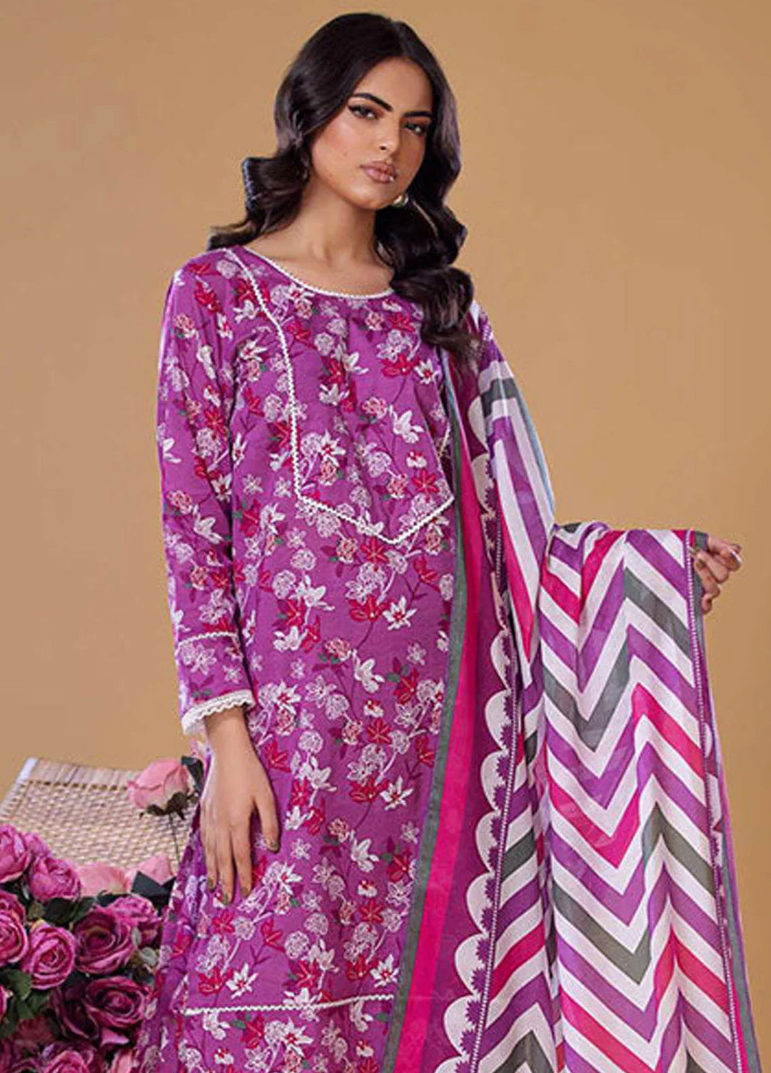Rabea By Shariq Textile Printed Lawn Suit Unstitched 3 Piece SQT24R ST 1 - Summer Collection