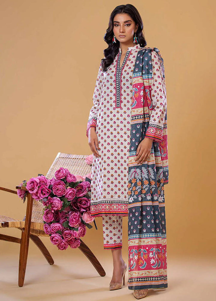 Rabea By Shariq Textile Printed Lawn Suit Unstitched 3 Piece SQT24R ST 2 - Summer Collection