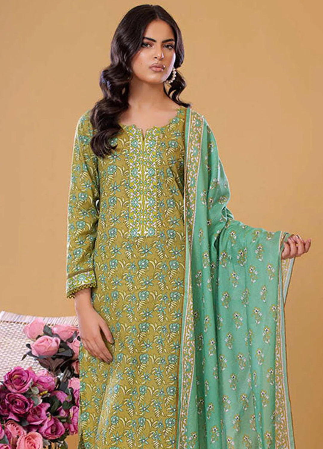 Rabea By Shariq Textile Printed Lawn Suit Unstitched 3 Piece SQT24R ST 3 - Summer Collection