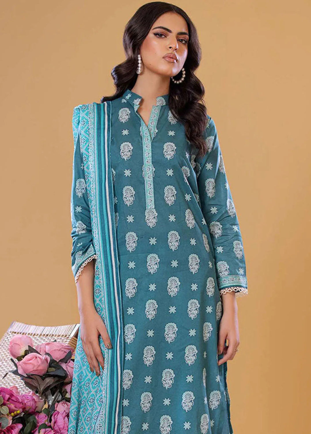 Rabea By Shariq Textile Printed Lawn Suit Unstitched 3 Piece SQT24R ST 5 - Summer Collection