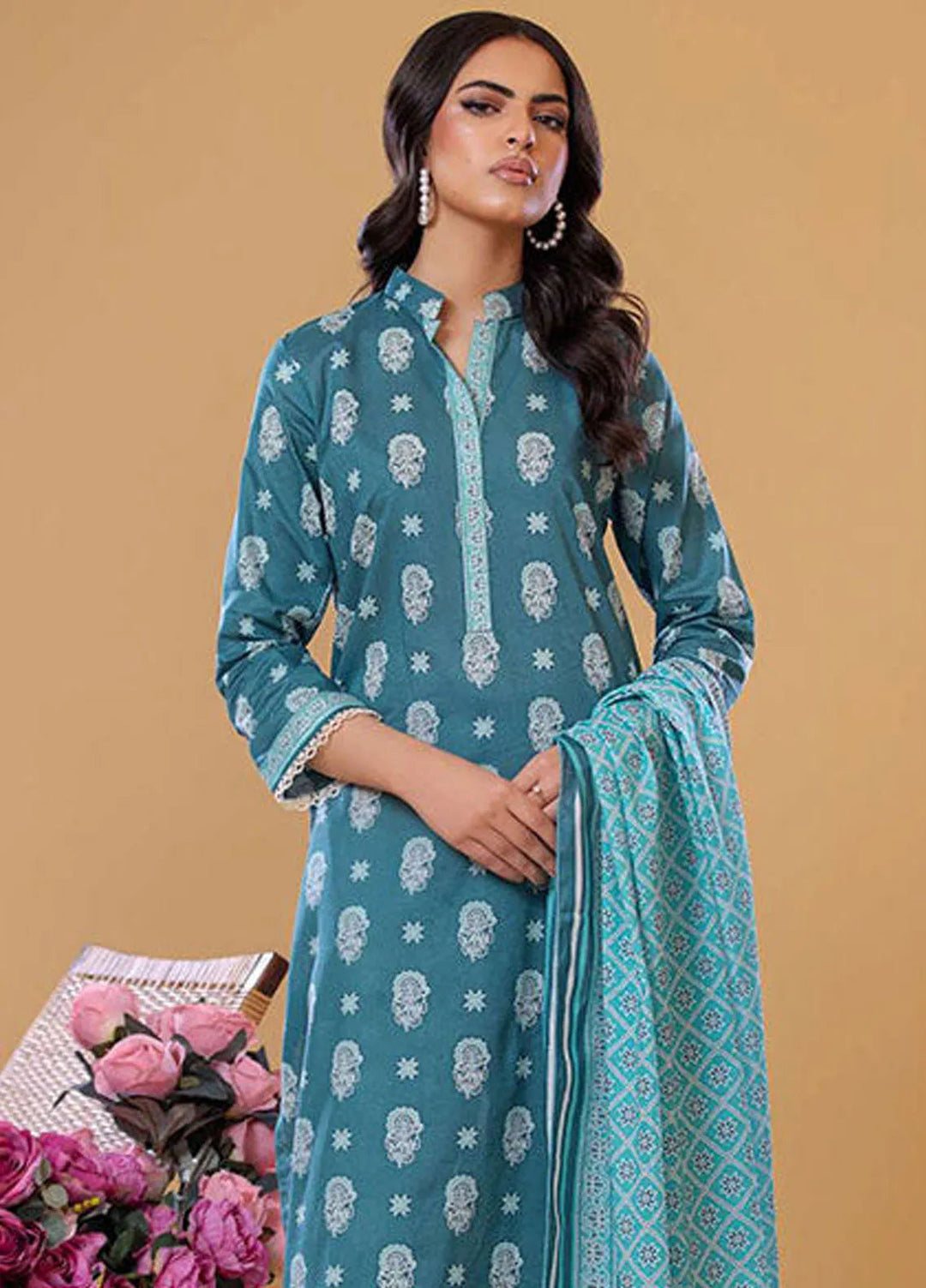 Rabea By Shariq Textile Printed Lawn Suit Unstitched 3 Piece SQT24R ST 5 - Summer Collection