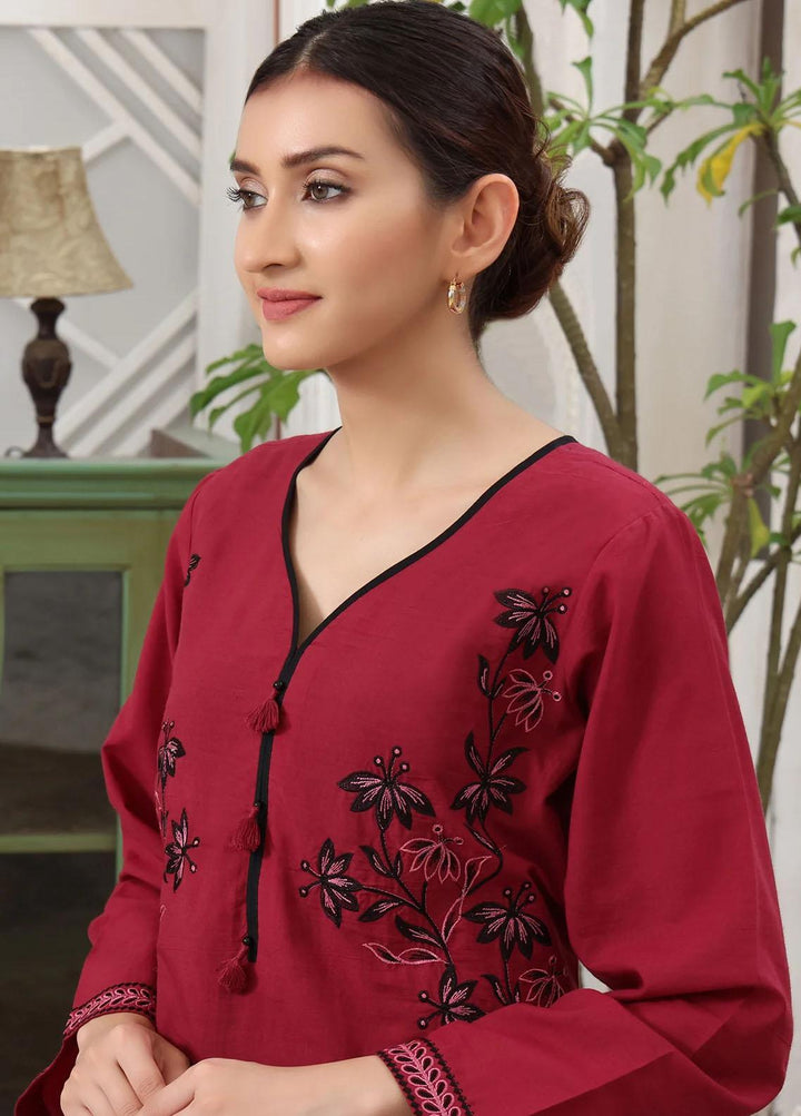 Rabia's Textiles Pret Embroidered Lawn Kurti RT1P19 Coral