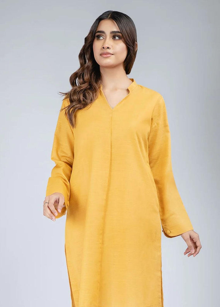 Rabia's Textiles Pret Plain Lawn Kurti RTW1P3 Yellow Ochre