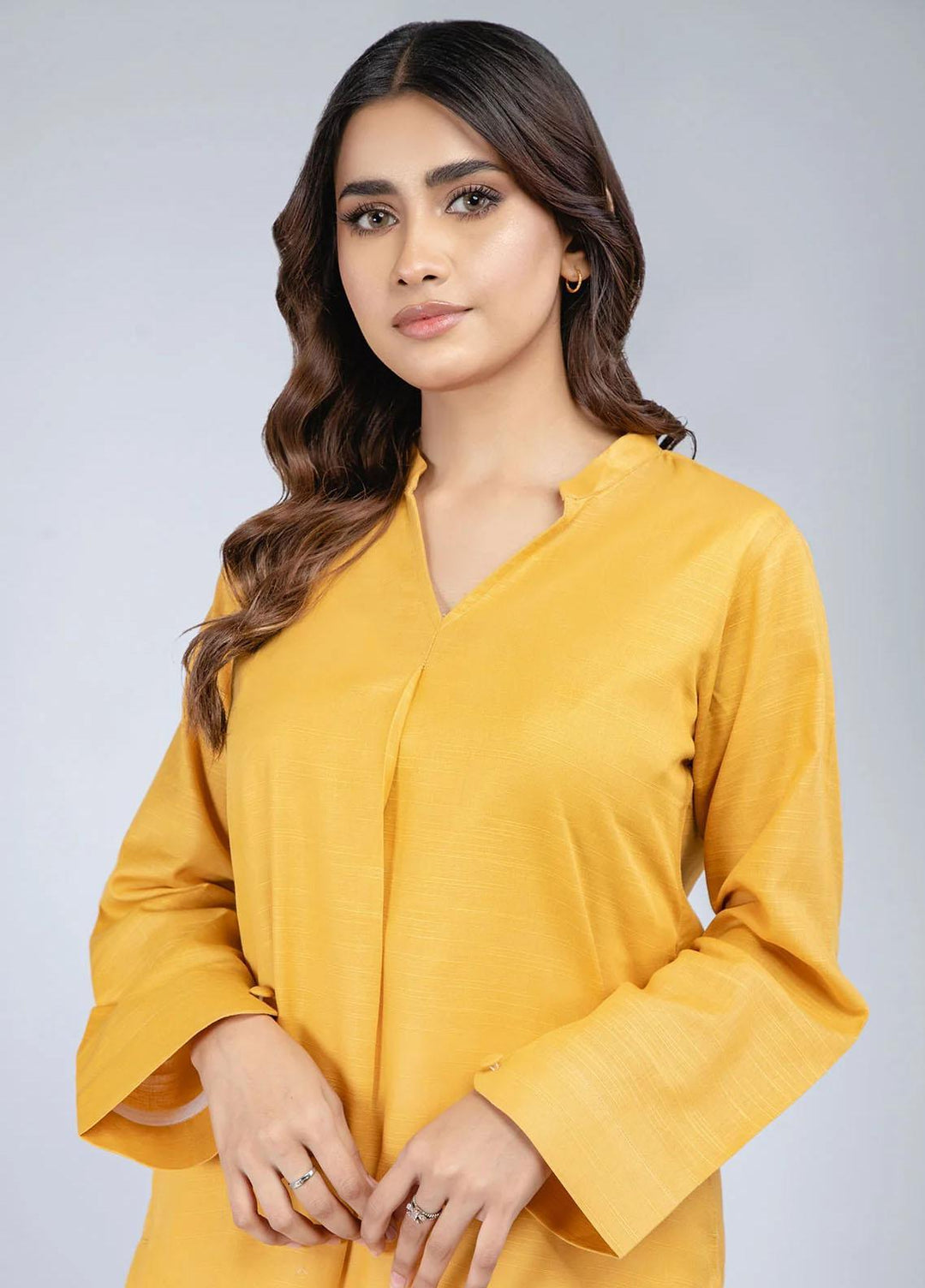 Rabia's Textiles Pret Plain Lawn Kurti RTW1P3 Yellow Ochre
