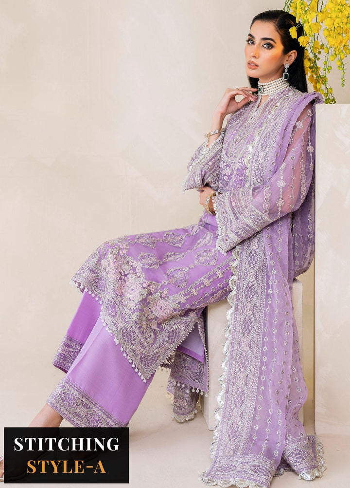 Raha By Muneefa Naz Embroidered Organza Suits Unstitched 4 Piece MN23RH Melisa - Wedding Collection
