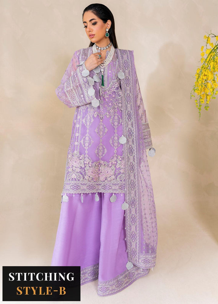 Raha By Muneefa Naz Embroidered Organza Suits Unstitched 4 Piece MN23RH Melisa - Wedding Collection