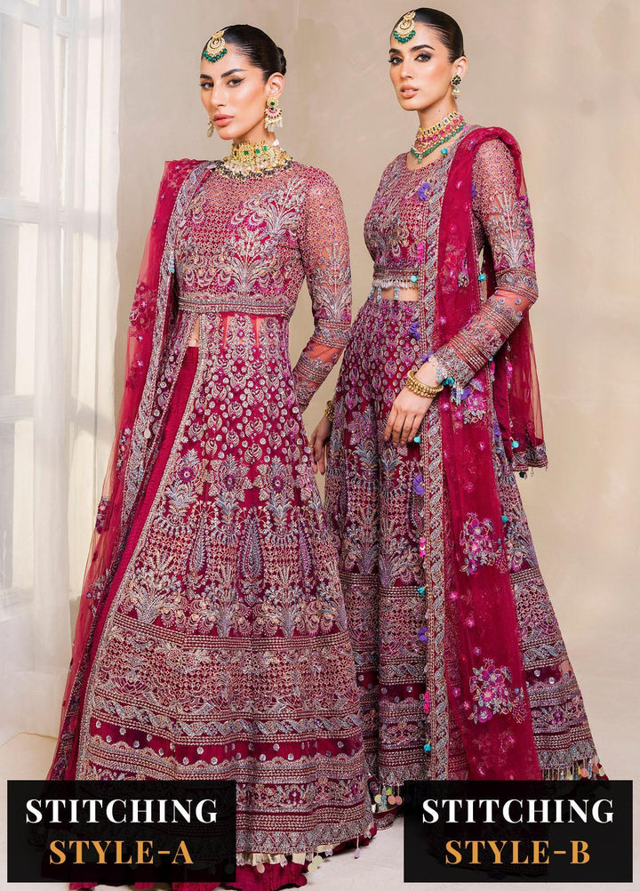 Raha By Muneefa Naz Embroidered Net Suits Unstitched 4 Piece MN23RH Nergis - Wedding Collection
