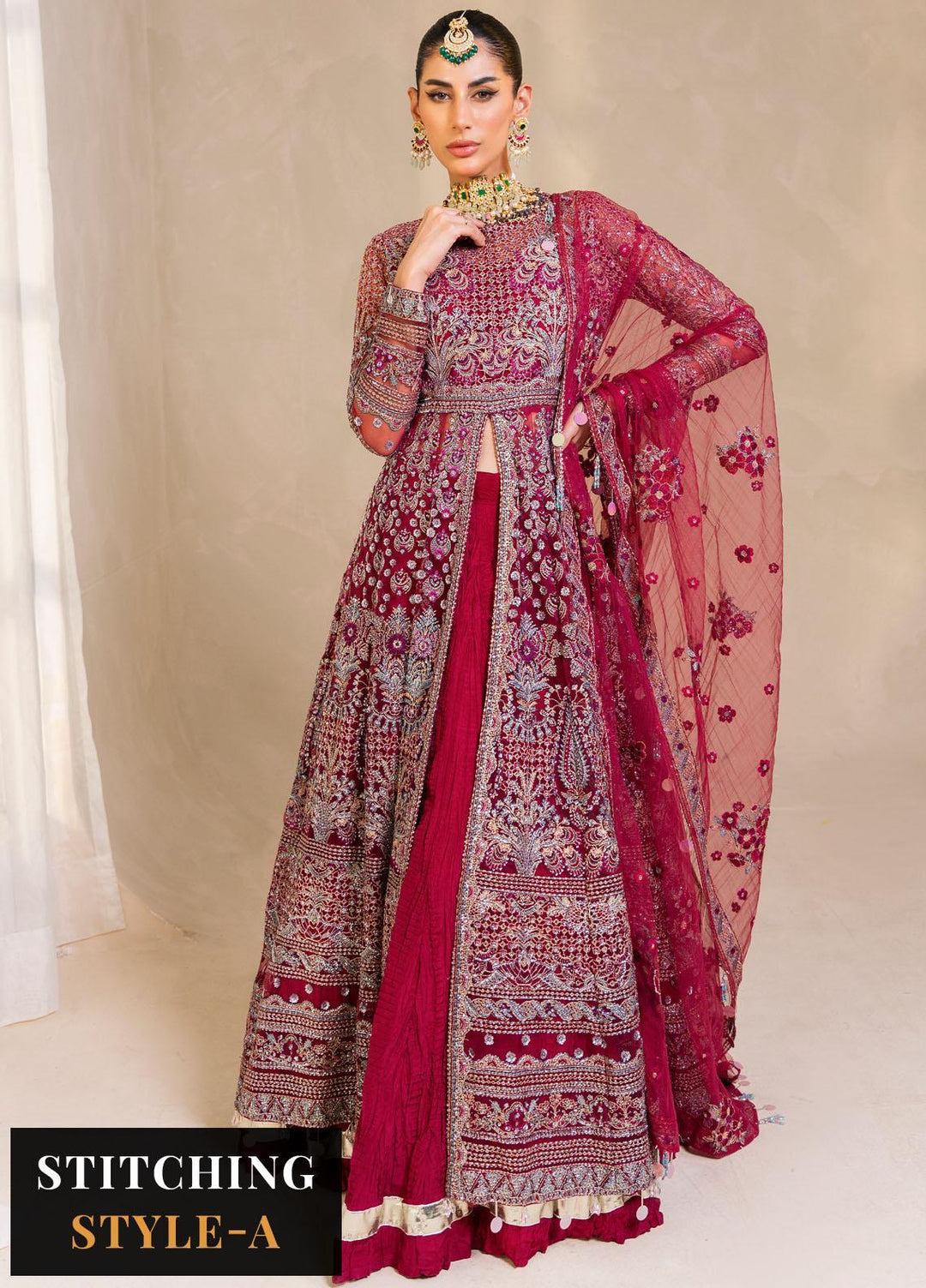 Raha By Muneefa Naz Embroidered Net Suits Unstitched 4 Piece MN23RH Nergis - Wedding Collection