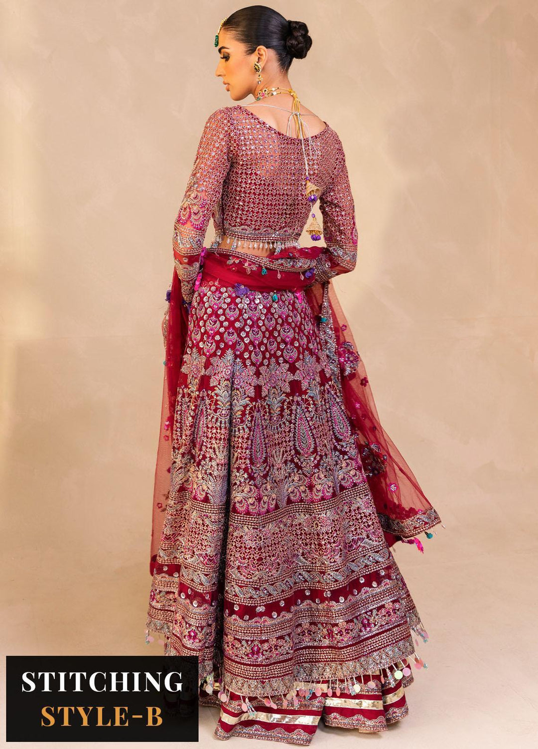 Raha By Muneefa Naz Embroidered Net Suits Unstitched 4 Piece MN23RH Nergis - Wedding Collection