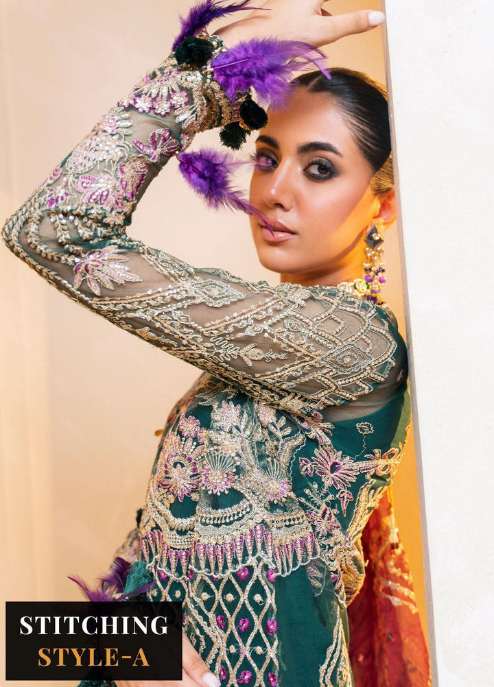 Raha By Muneefa Naz Embroidered Net Suits Unstitched 4 Piece MN23RH Gulzar - Wedding Collection