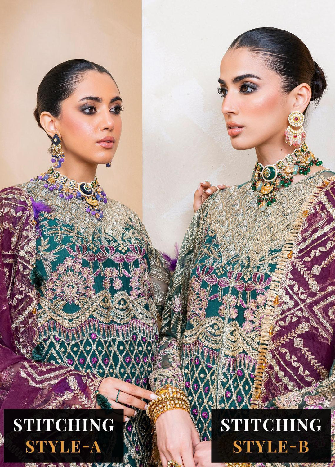 Raha By Muneefa Naz Embroidered Net Suits Unstitched 4 Piece MN23RH Gulzar - Wedding Collection