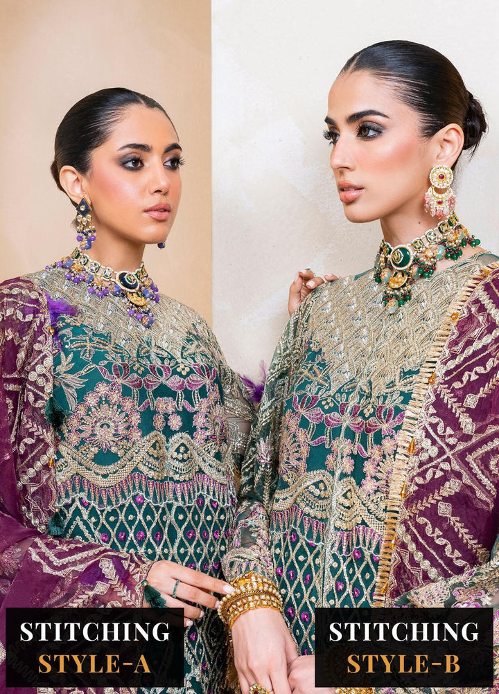 Raha By Muneefa Naz Embroidered Net Suits Unstitched 4 Piece MN23RH Gulzar - Wedding Collection