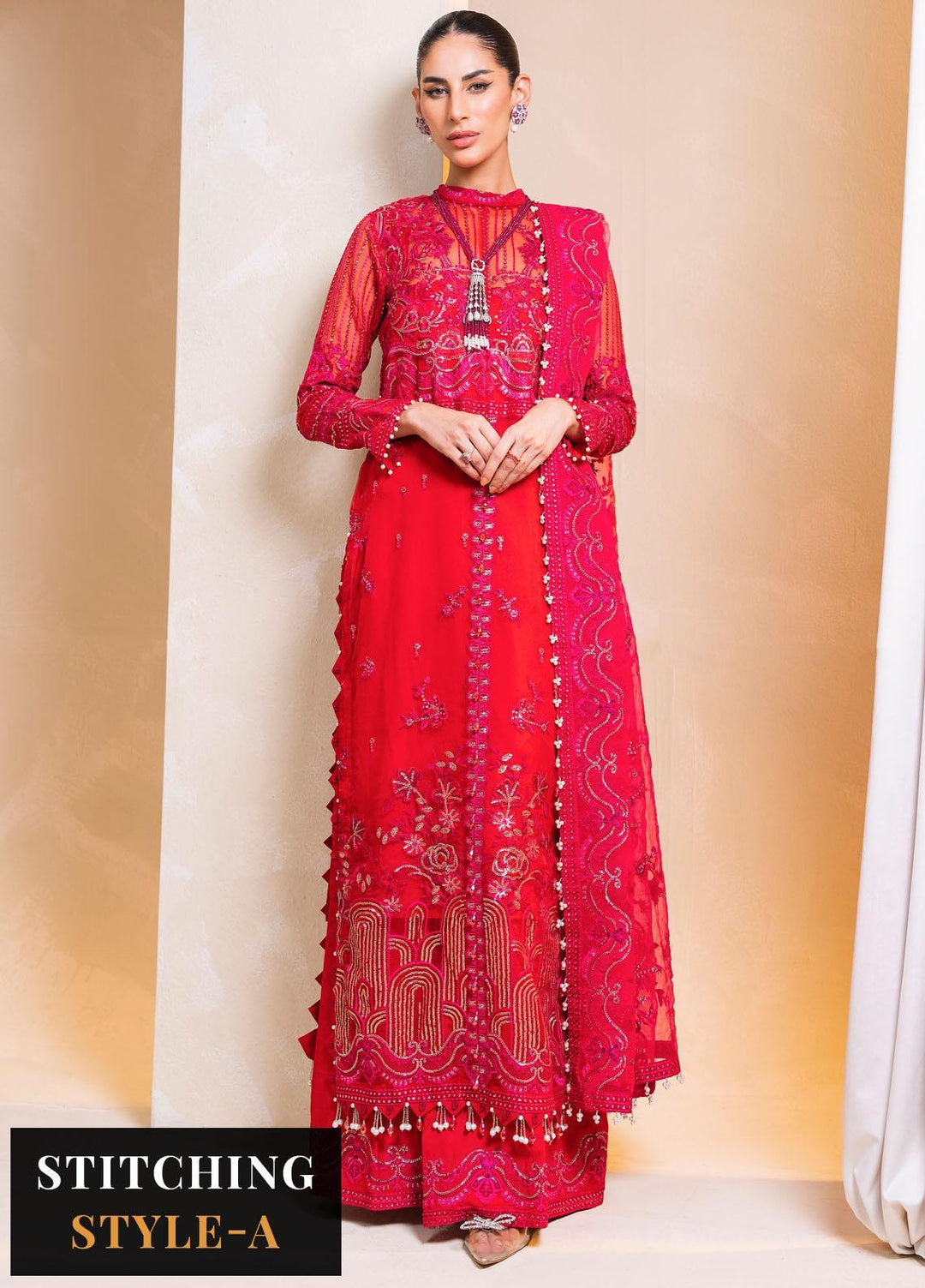 Raha By Muneefa Naz Embroidered Organza Suits Unstitched 4 Piece MN23RH Aria - Wedding Collection