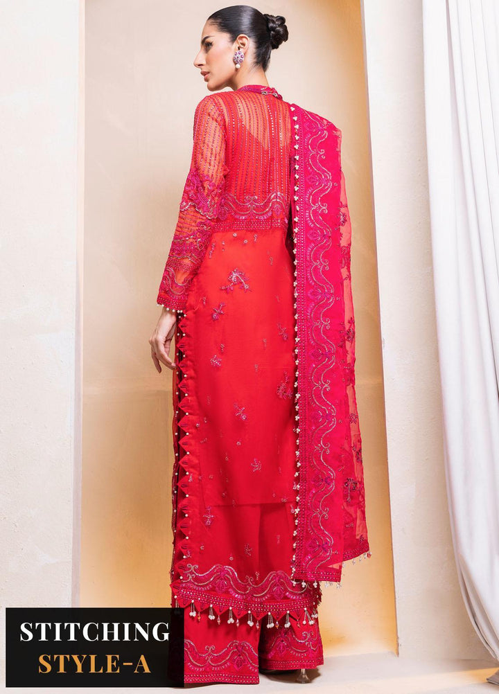 Raha By Muneefa Naz Embroidered Organza Suits Unstitched 4 Piece MN23RH Aria - Wedding Collection