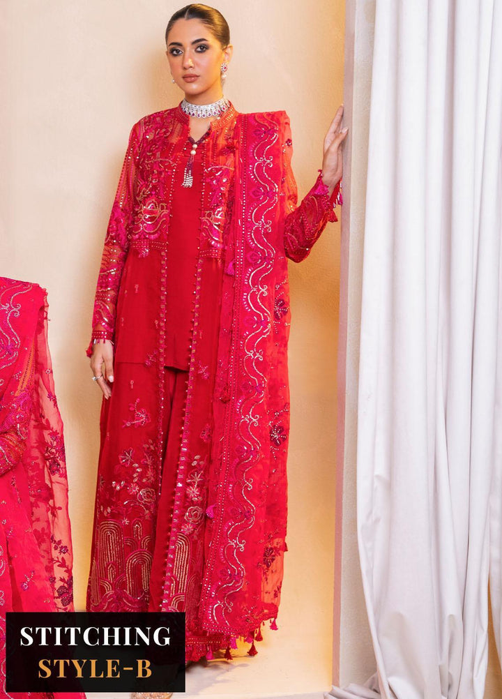 Raha By Muneefa Naz Embroidered Organza Suits Unstitched 4 Piece MN23RH Aria - Wedding Collection