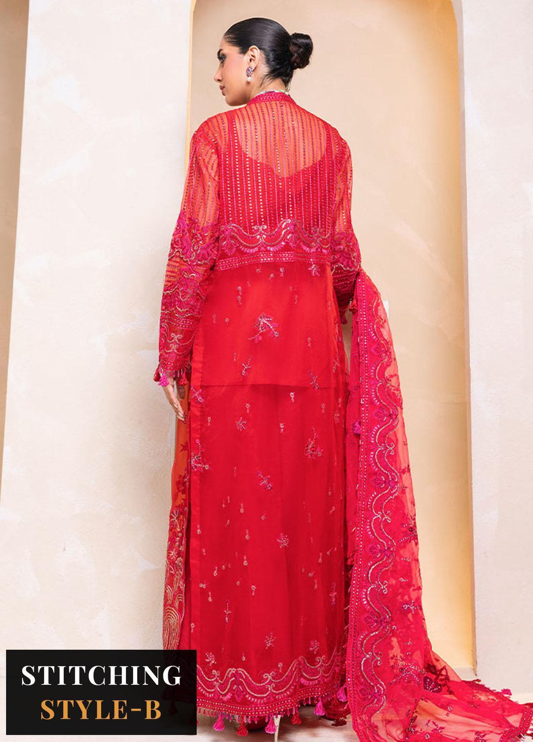 Raha By Muneefa Naz Embroidered Organza Suits Unstitched 4 Piece MN23RH Aria - Wedding Collection