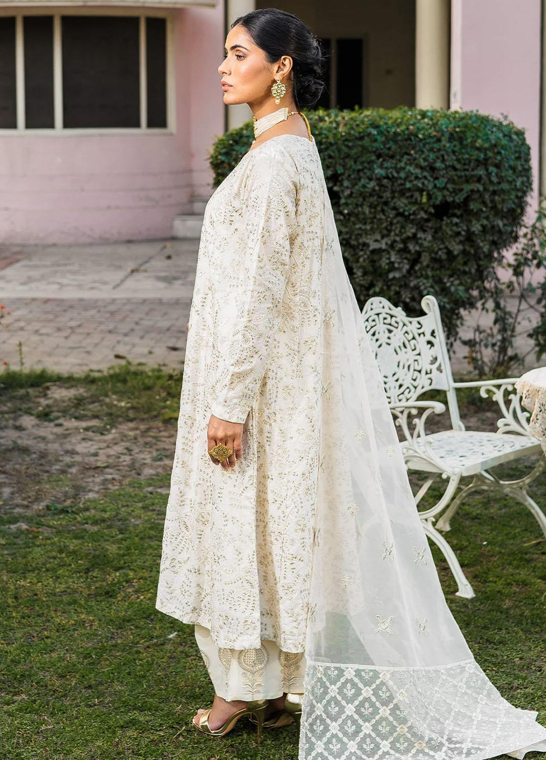 Raha By Muraad Embroidered Cotton Net Suits Unstitched 4 Piece MU23R Aria - Festive Collection