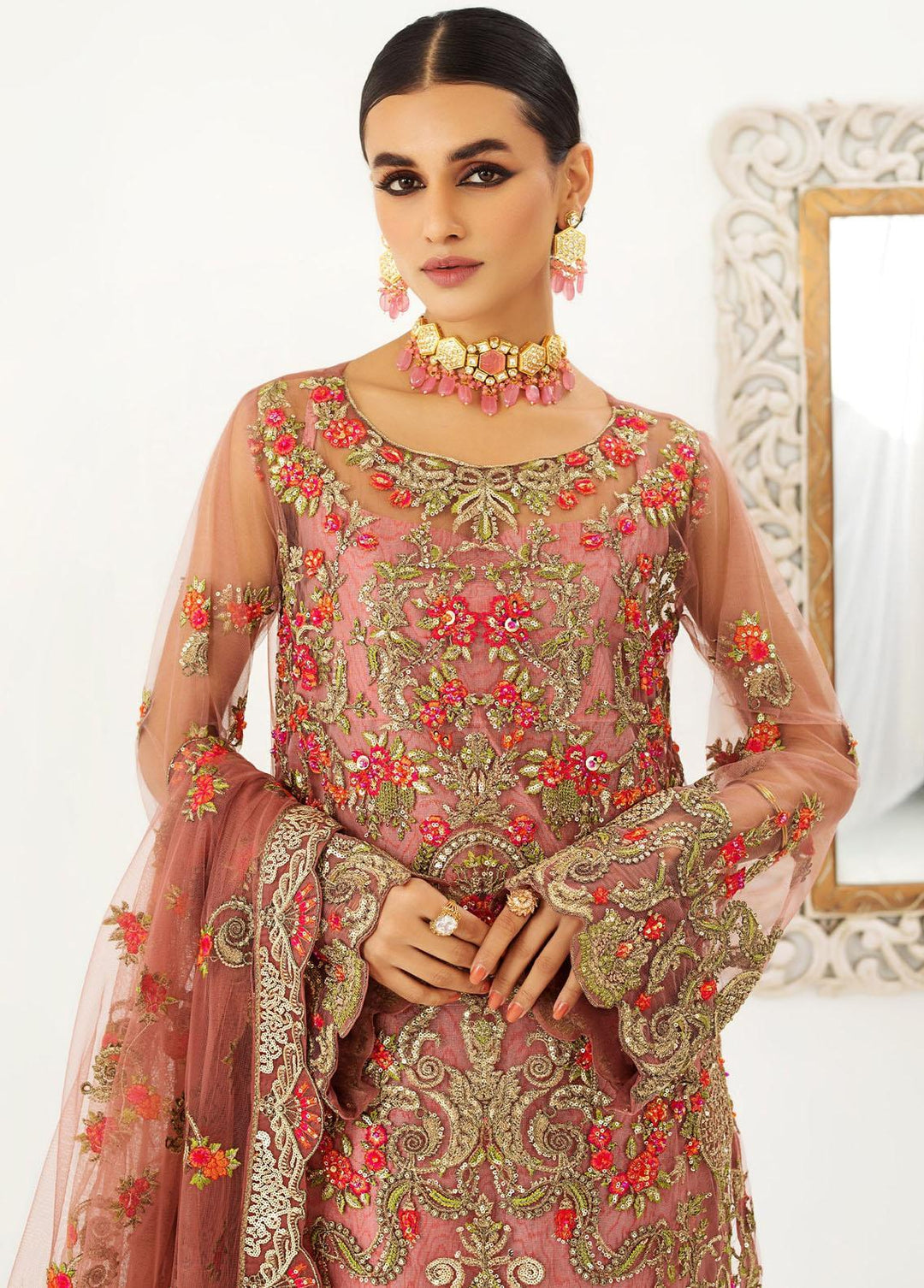 Raj Kumari By Mashq Embroidered Net Suits Unstitched 3 Piece MAQ23RK QFD0055 Mirha - Luxury Collection