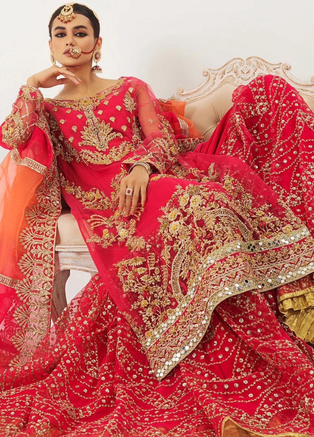 Raj Kumari By Mashq Embroidered Net Suits Unstitched 3 Piece MAQ23RK QFD0059 Jan-e-Ada - Luxury Collection