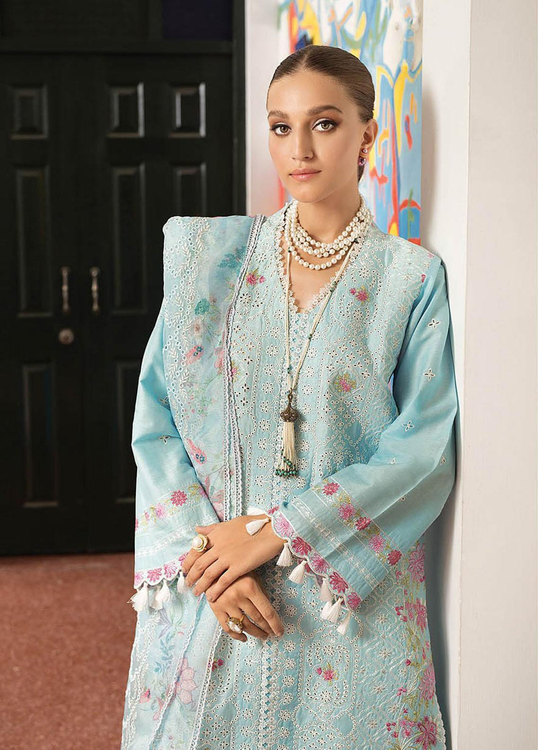 RajBari Embroidered Lawn Suits Unstitched 3 Piece RB23EL 2A - Premium Collection