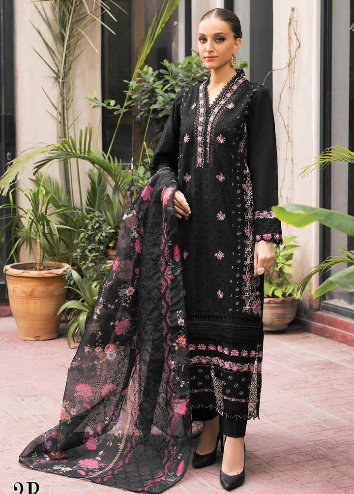 RajBari Embroidered Lawn Suits Unstitched 3 Piece RB23EL 2B - Premium Collection