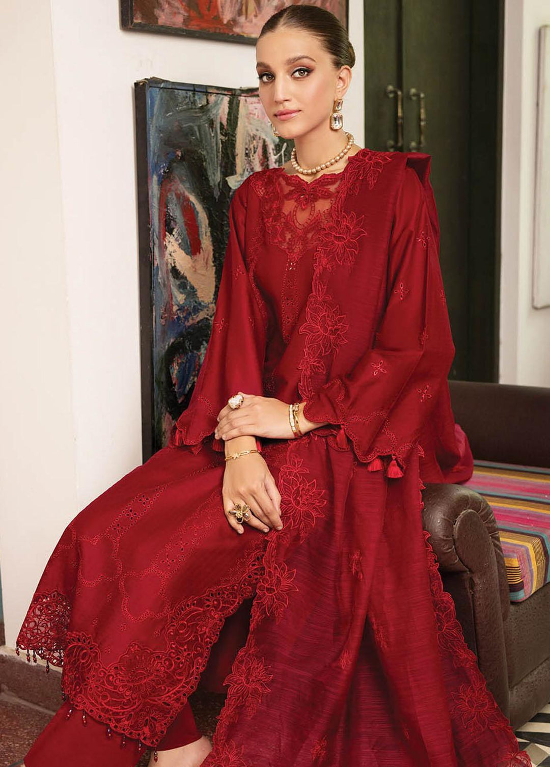 RajBari Embroidered Lawn Suits Unstitched 3 Piece RB23EL 3A - Premium Collection