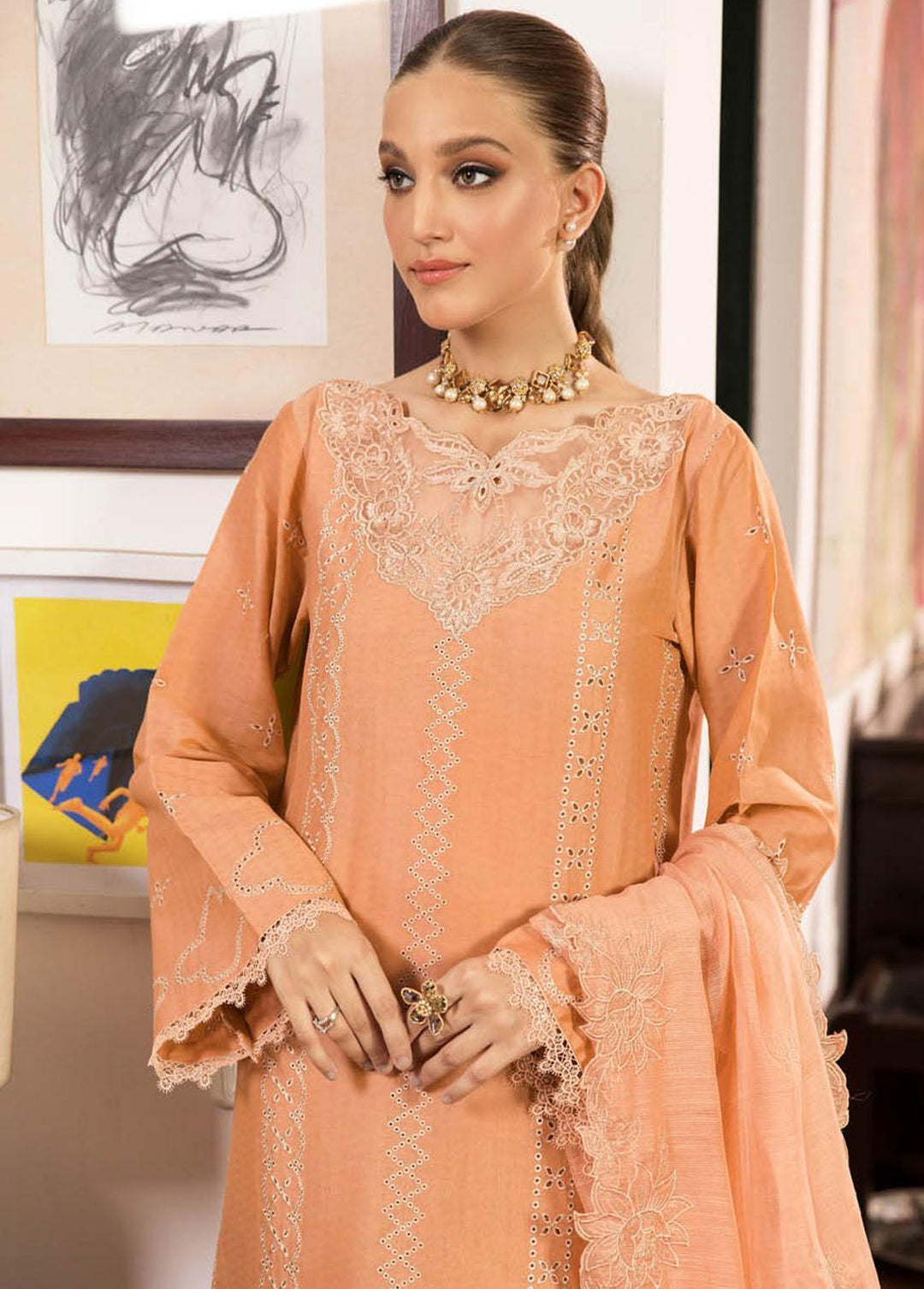 RajBari Embroidered Lawn Suits Unstitched 3 Piece RB23EL 3B - Premium Collection