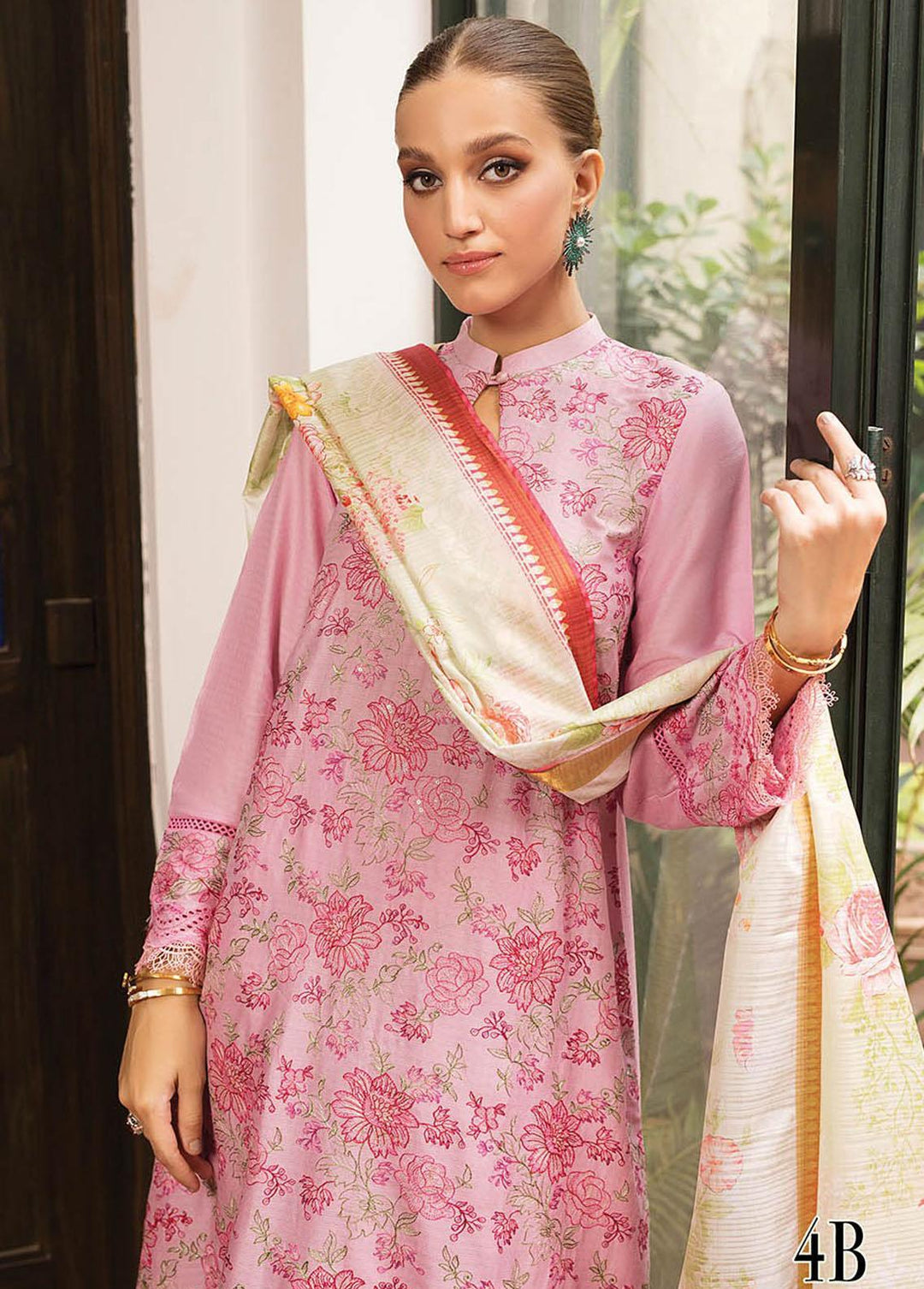 RajBari Embroidered Lawn Suits Unstitched 3 Piece RB23EL 4B - Premium Collection
