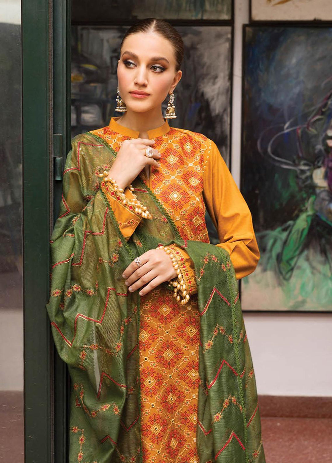 RajBari Embroidered Lawn Suits Unstitched 3 Piece RB23EL 5B - Premium Collection