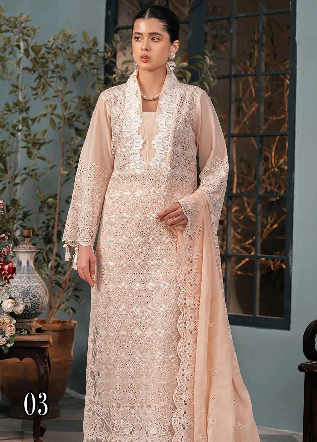 Rajbari Embroidered Chikan Suit Unstitched 3 Piece RB24C D-03 - Summer Collection