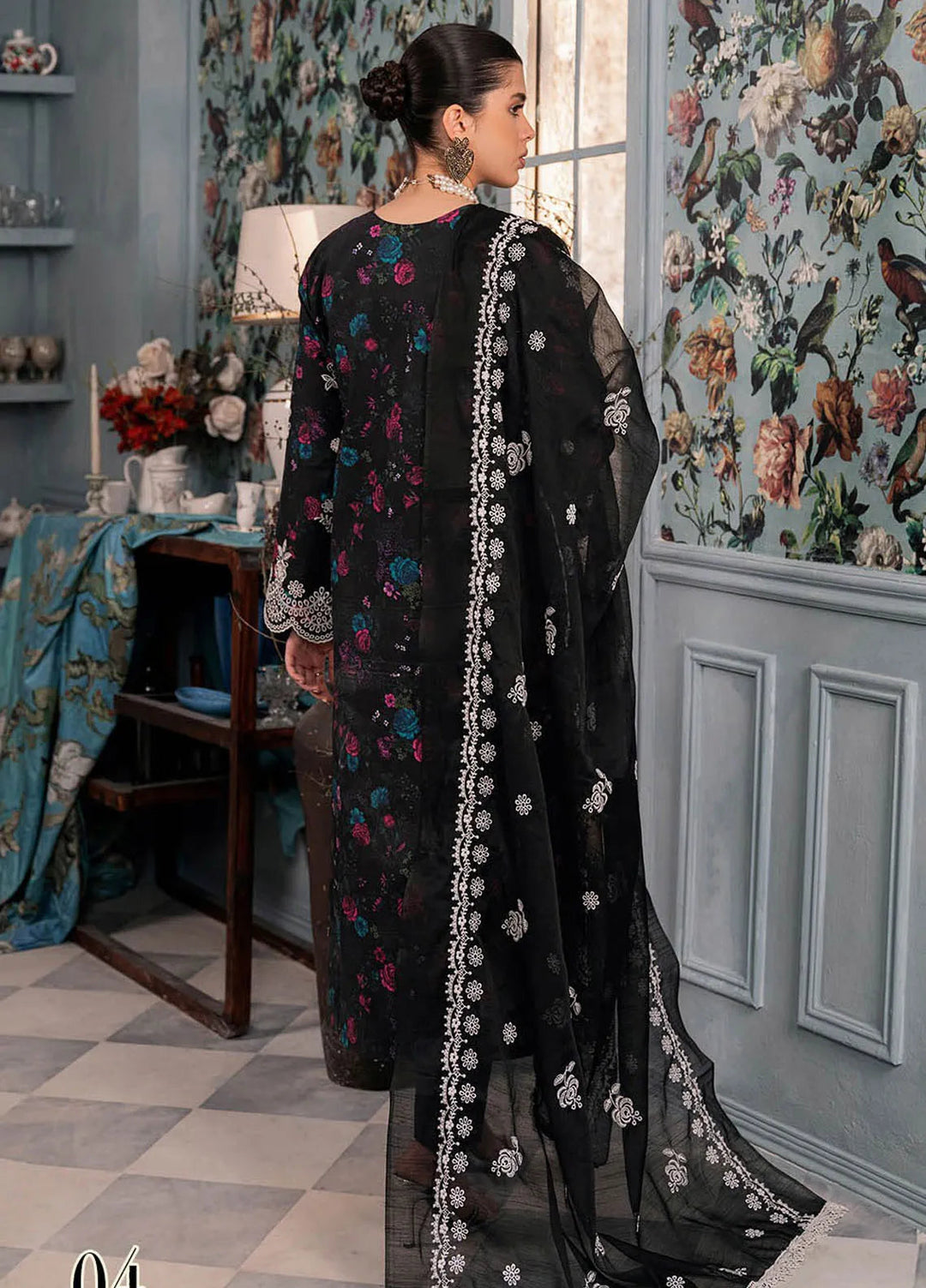 Rajbari Embroidered Chikan Suit Unstitched 3 Piece RB24C D-04 - Summer Collection