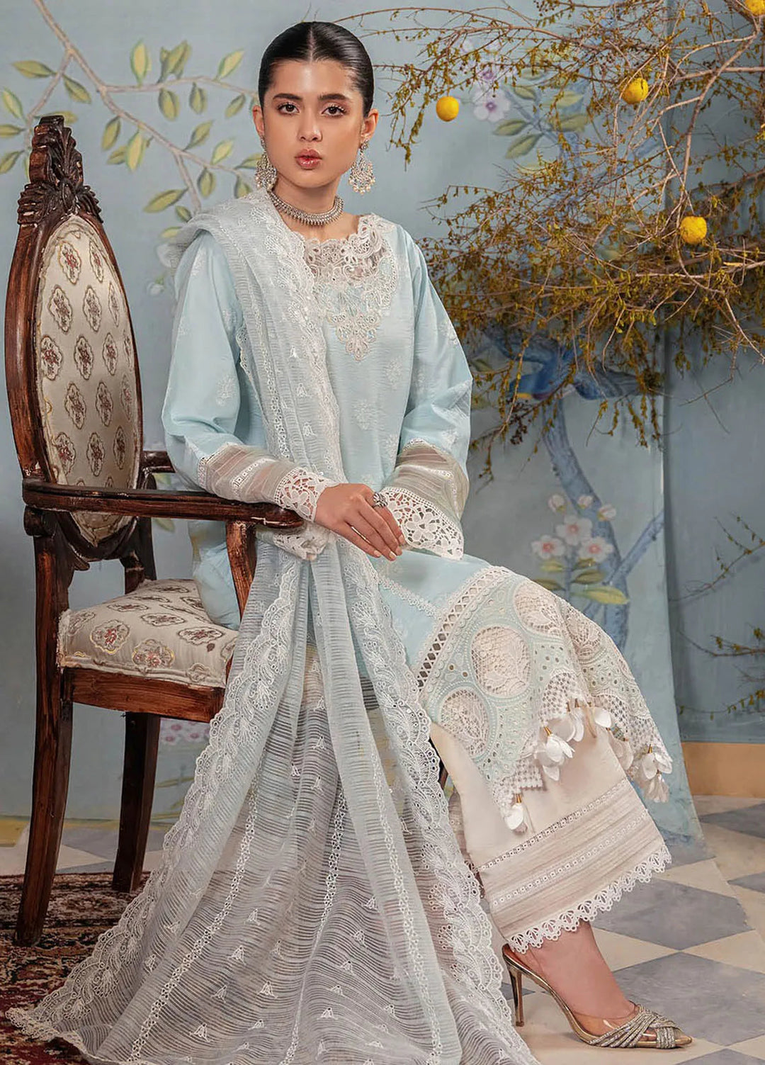 Rajbari Embroidered Chikan Suit Unstitched 3 Piece RB24C D-05 - Summer Collection
