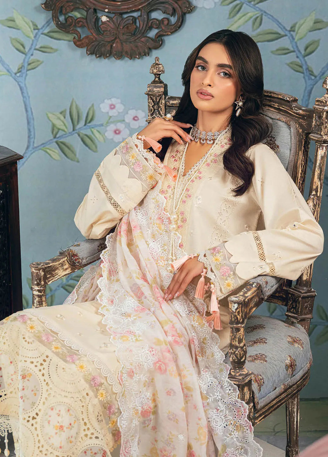 Rajbari Embroidered Chikan Suit Unstitched 3 Piece RB24C D-06 - Summer Collection