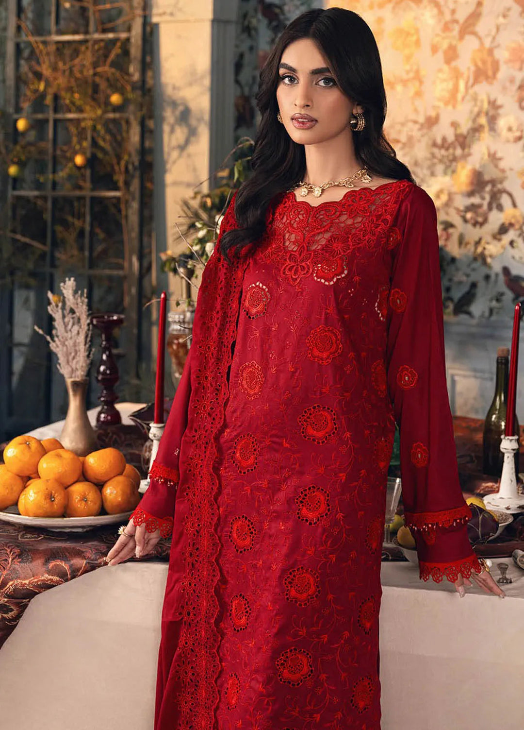 Rajbari Embroidered Chikan Suit Unstitched 3 Piece RB24C D-08 - Summer Collection