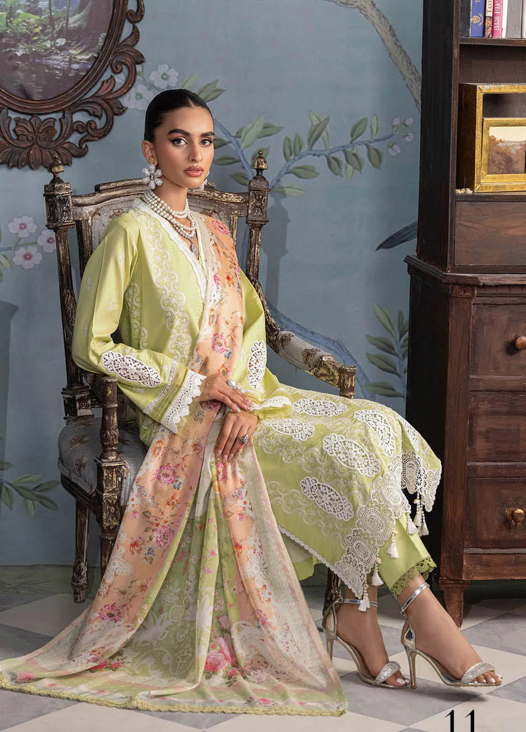 Rajbari Embroidered Chikan Suit Unstitched 3 Piece RB24C D- 11 - Summer Collection