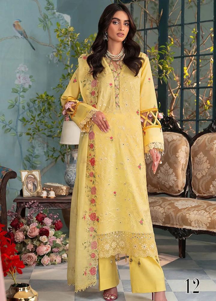 Rajbari Embroidered Chikan Suit Unstitched 3 Piece RB24C D- 12 - Summer Collection