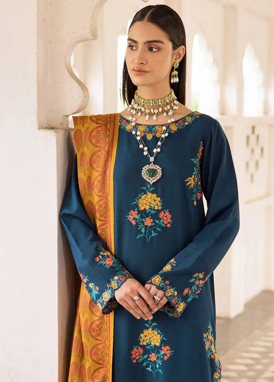 Rajbari Embroidered Karandi Suit Unstitched 3 Piece RB24W 2A - Winter Collection