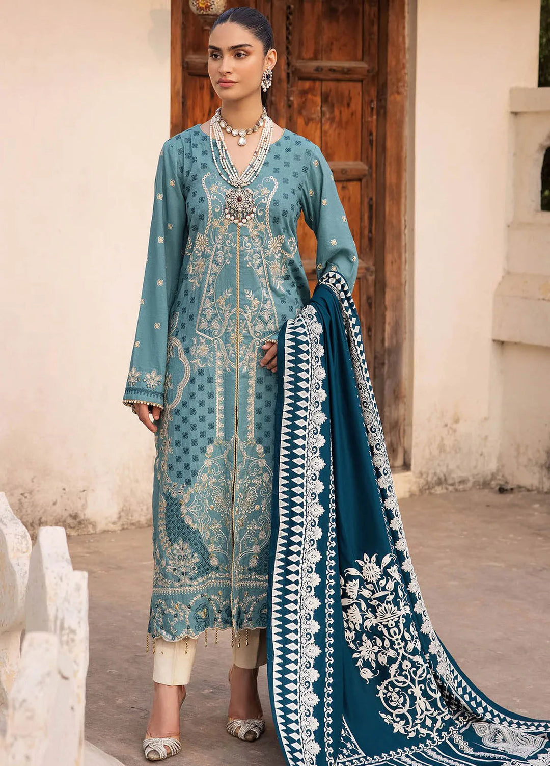 Rajbari Embroidered Karandi Suit Unstitched 3 Piece RB24W 6B - Winter Collection