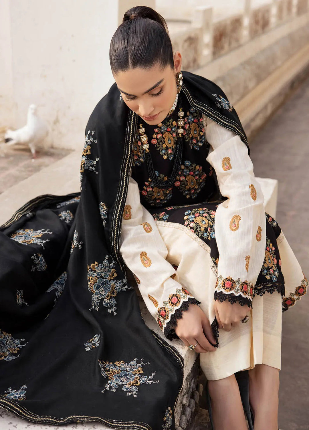 Rajbari Embroidered Khaddar Suit Unstitched 3 Piece RB24W 3A - Winter Collection