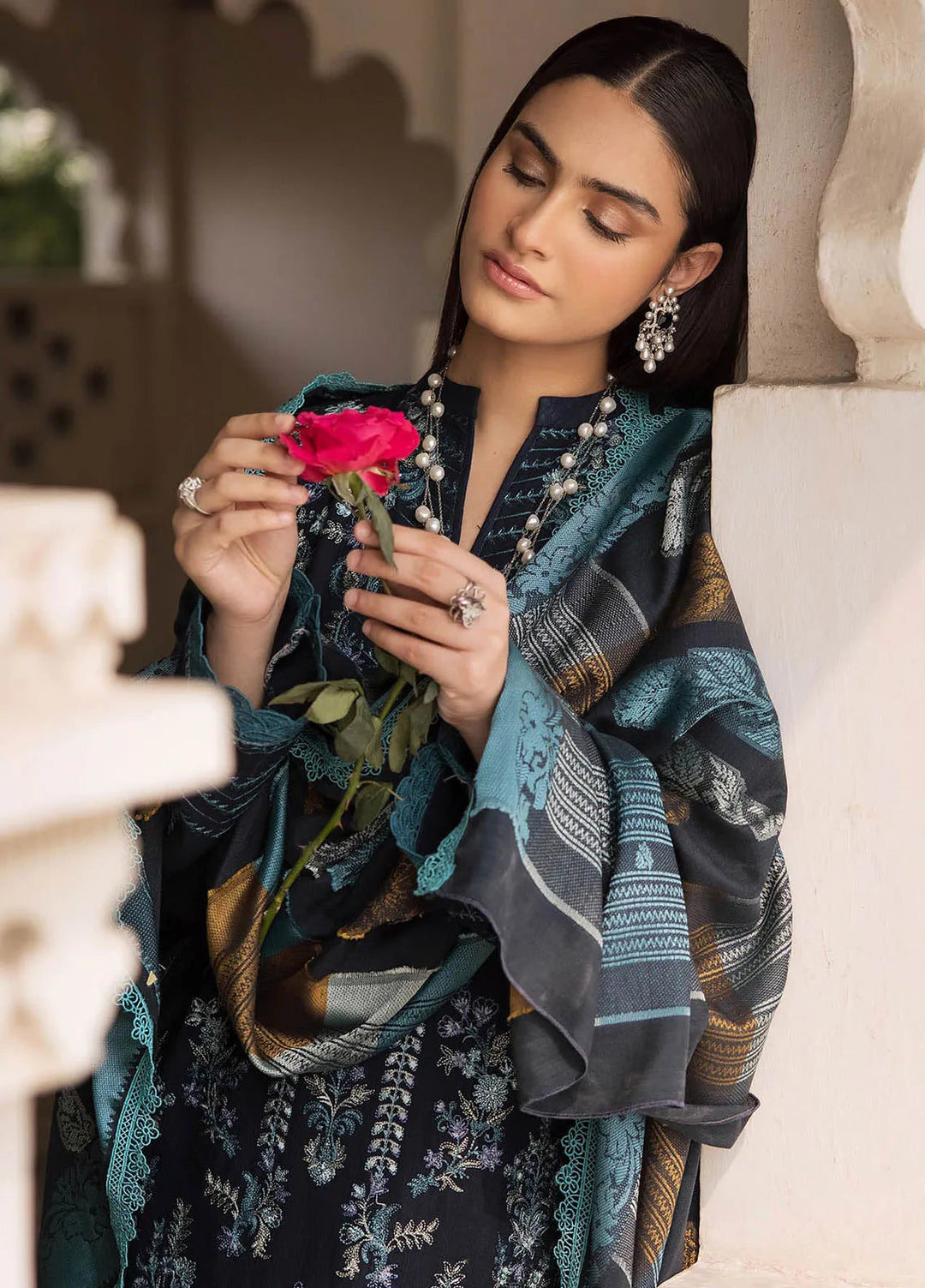 Rajbari Embroidered Khaddar Suit Unstitched 3 Piece RB24W 4B - Winter Collection