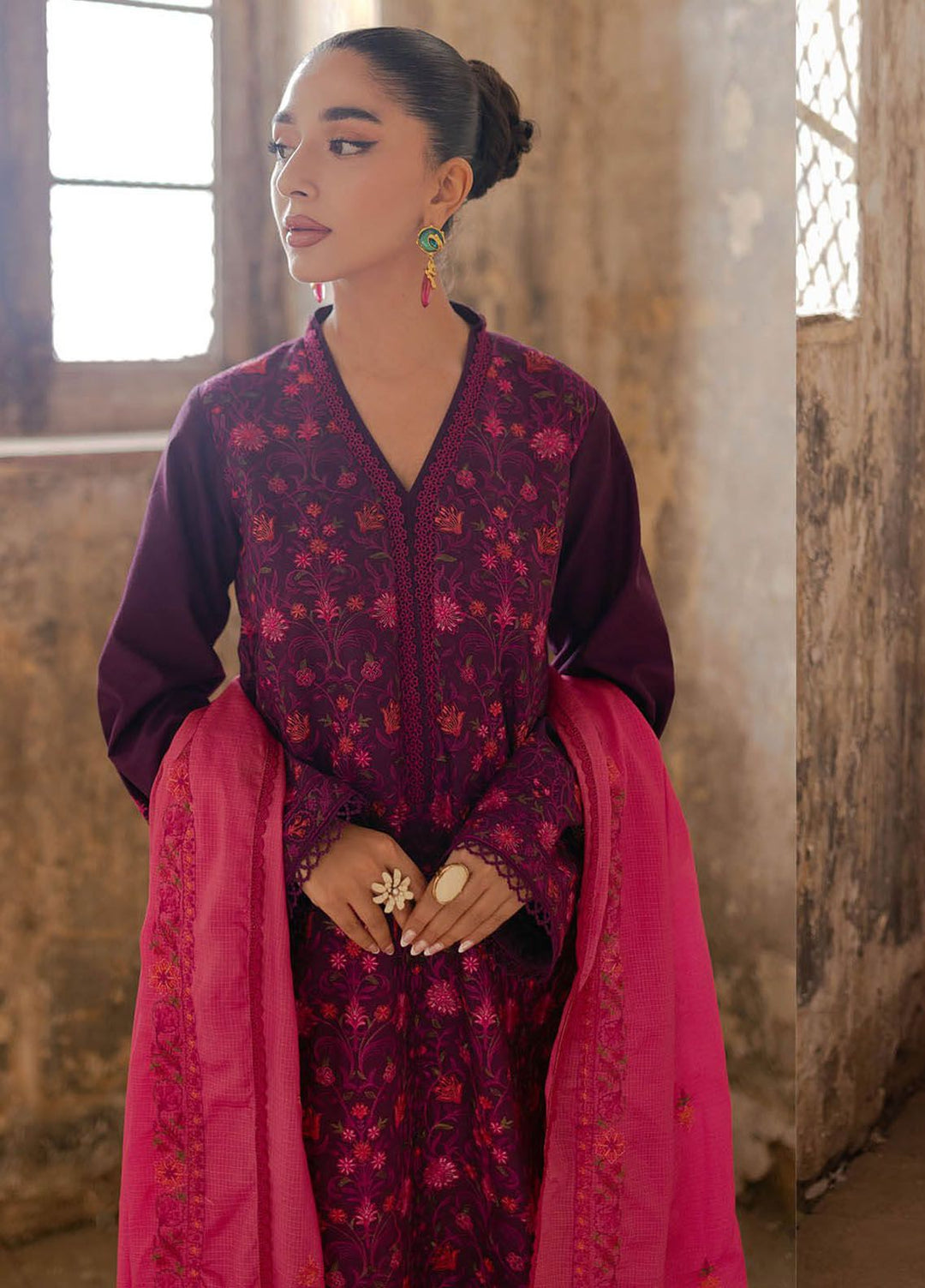 RajBari Embroidered Lawn Suit Unstitched 3 Piece RB24S 1-B - Summer Collection