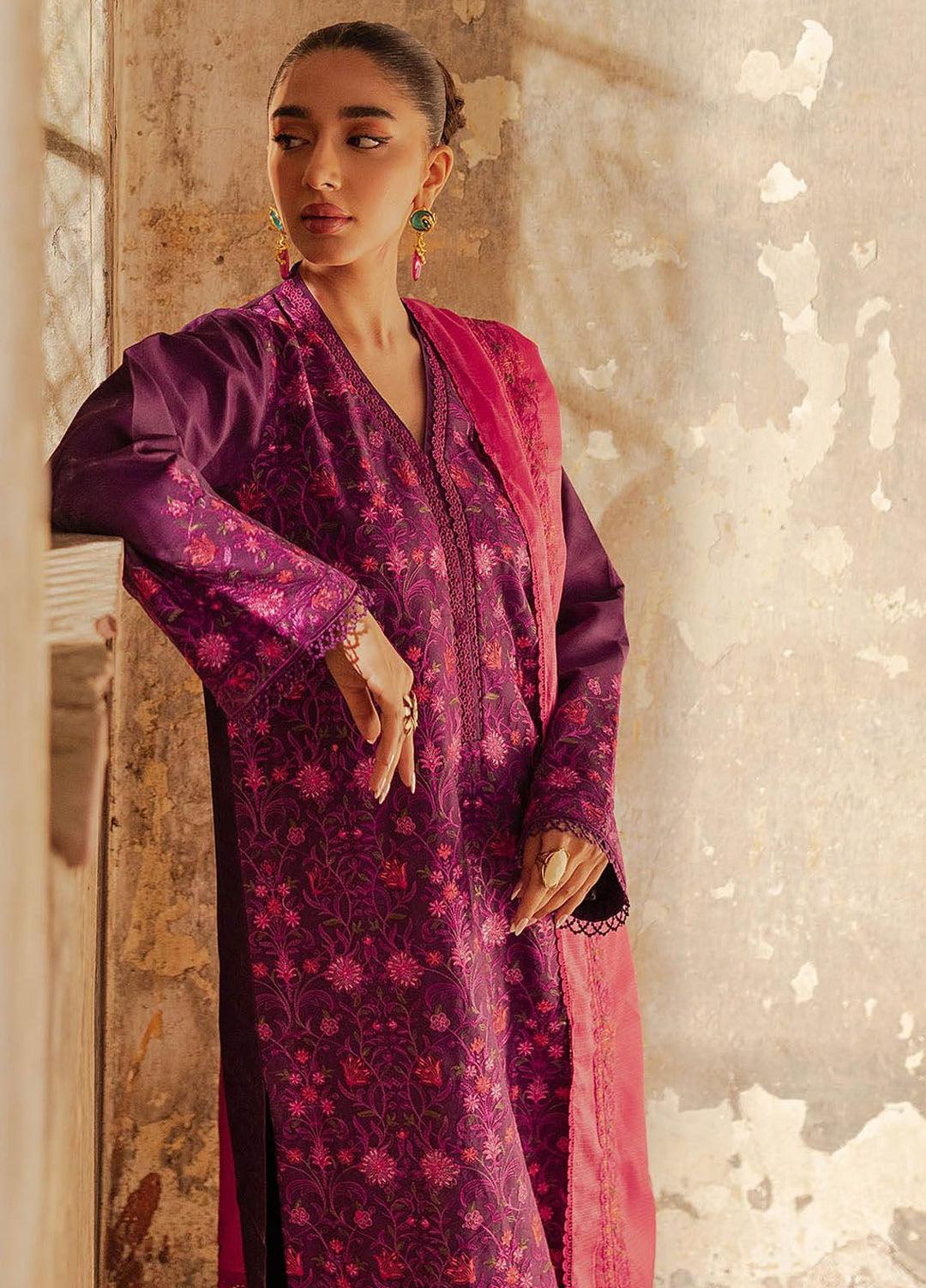 RajBari Embroidered Lawn Suit Unstitched 3 Piece RB24S 1-B - Summer Collection