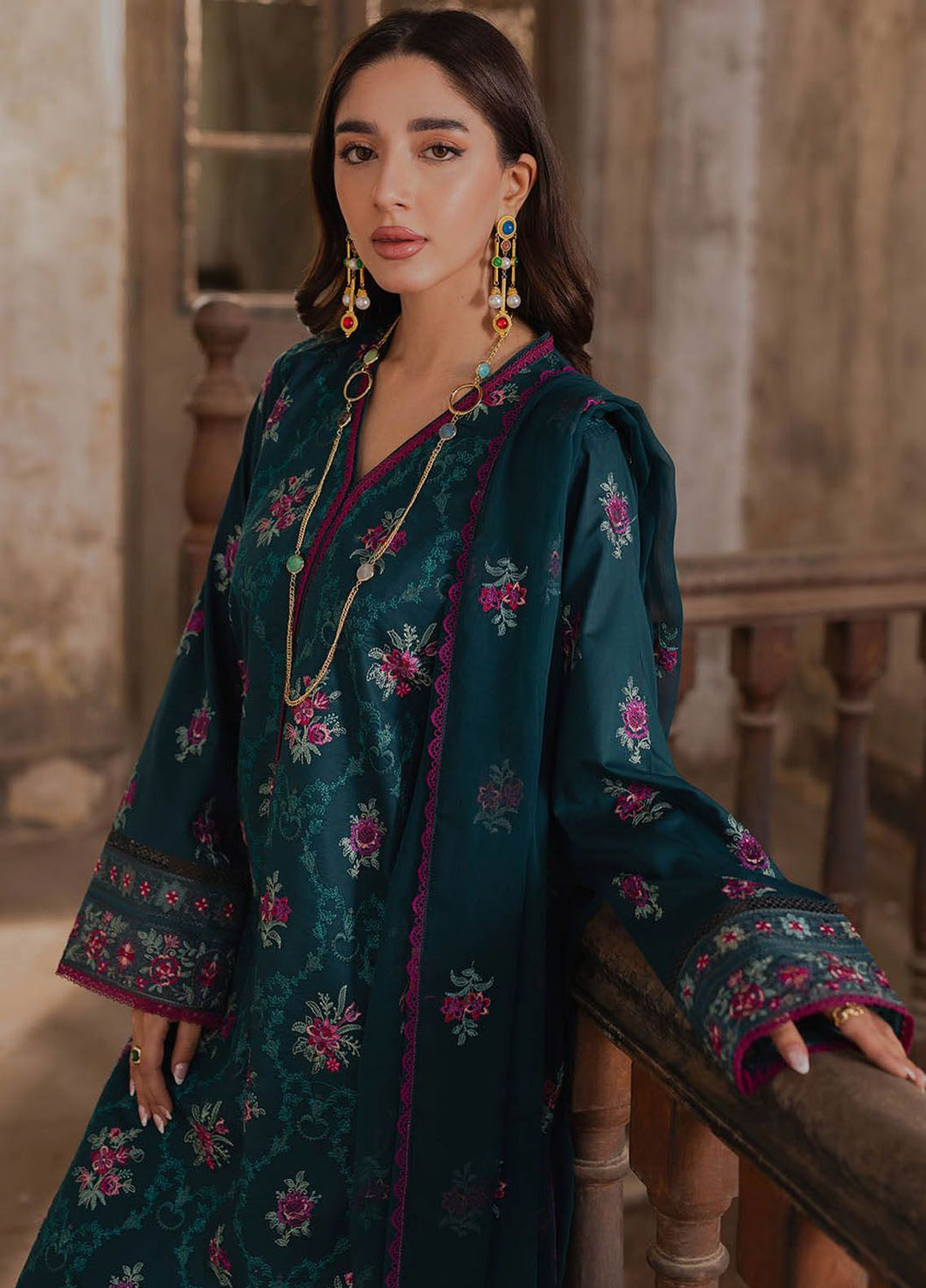 RajBari Embroidered Lawn Suit Unstitched 3 Piece RB24S 2-A - Summer Collection
