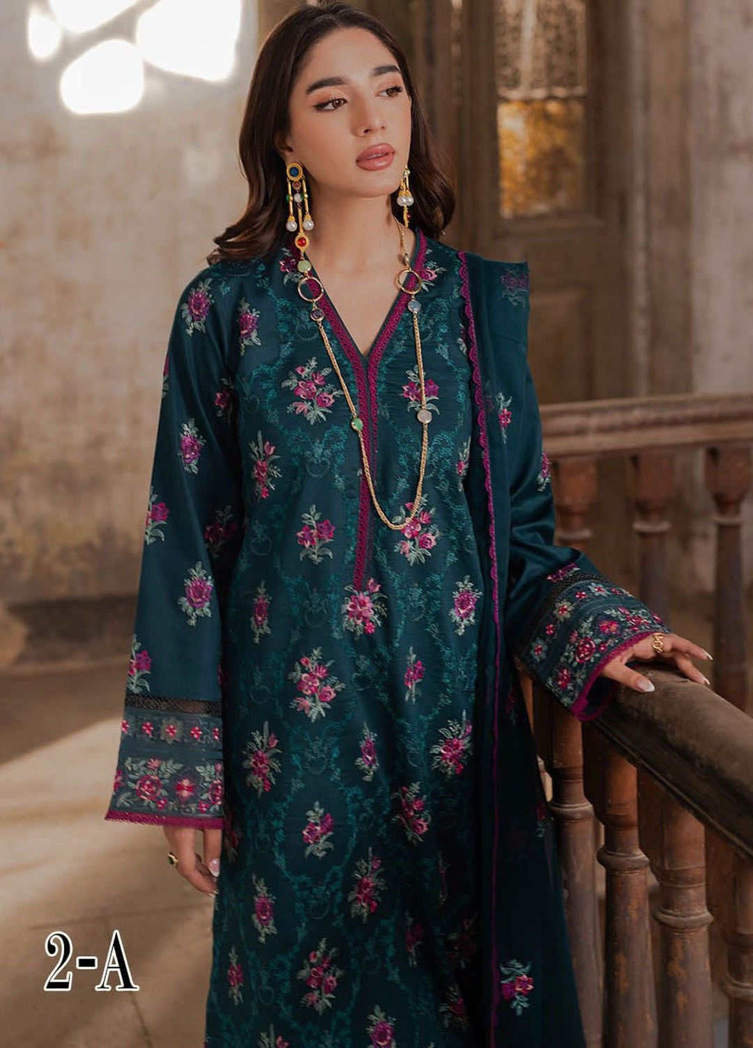 RajBari Embroidered Lawn Suit Unstitched 3 Piece RB24S 2-A - Summer Collection