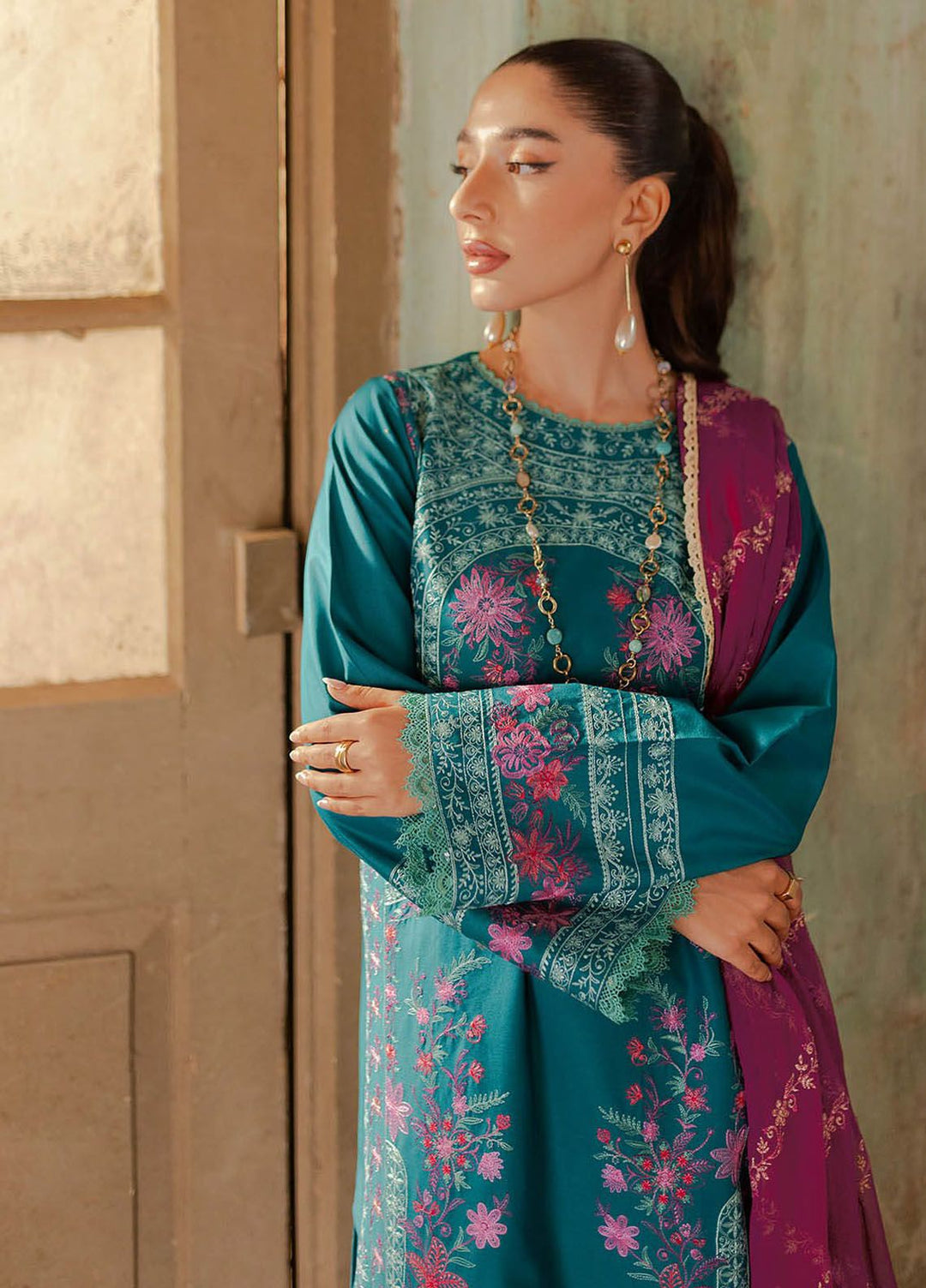 RajBari Embroidered Lawn Suit Unstitched 3 Piece RB24S 5-A - Summer Collection