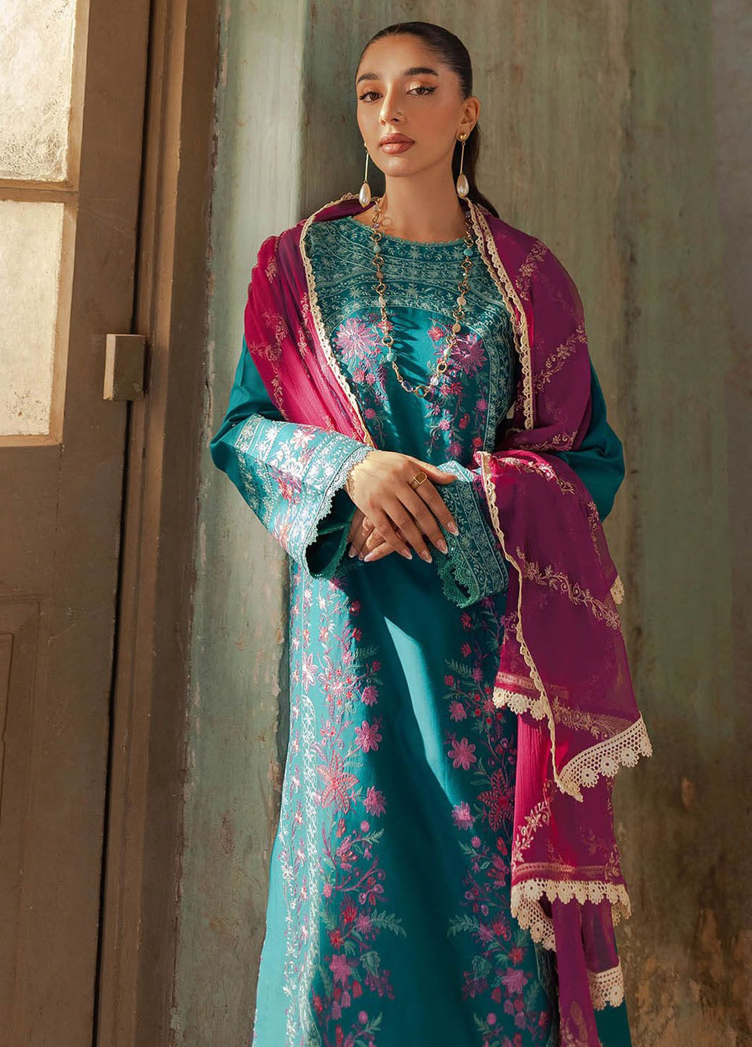 RajBari Embroidered Lawn Suit Unstitched 3 Piece RB24S 5-A - Summer Collection
