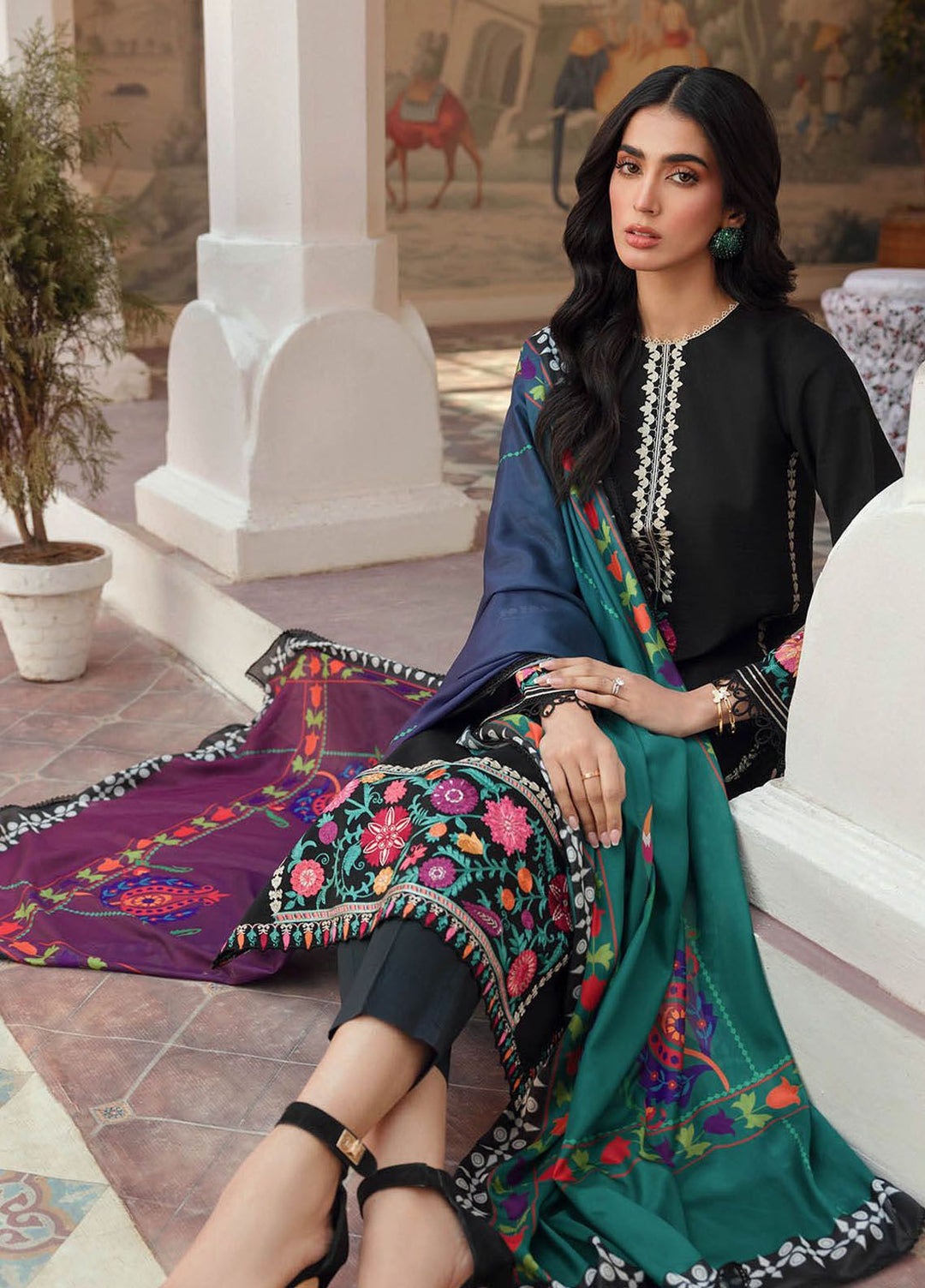 RajBari Embroidered Lawn Suits Unstitched 3 Piece RB24ES D-02 - Summer Collection